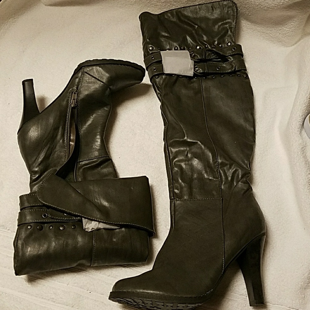 New grey over the knee boots